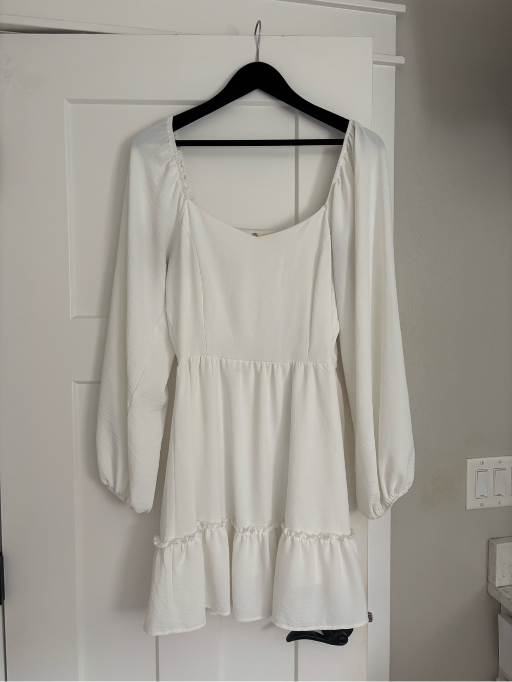Altar'd State White Mini Dress with Ruffle Hem